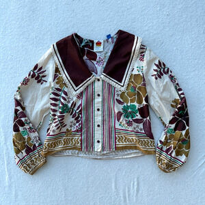 Anthropologie Farm Rio Florisbela Buttondown Top Women's M Floral Button Front